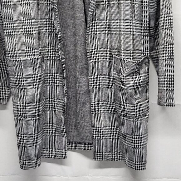 Love Tree Cardigan Sweater Tunic Womens Large Open Front Houndstooth Plaid - Picture 3 of 14